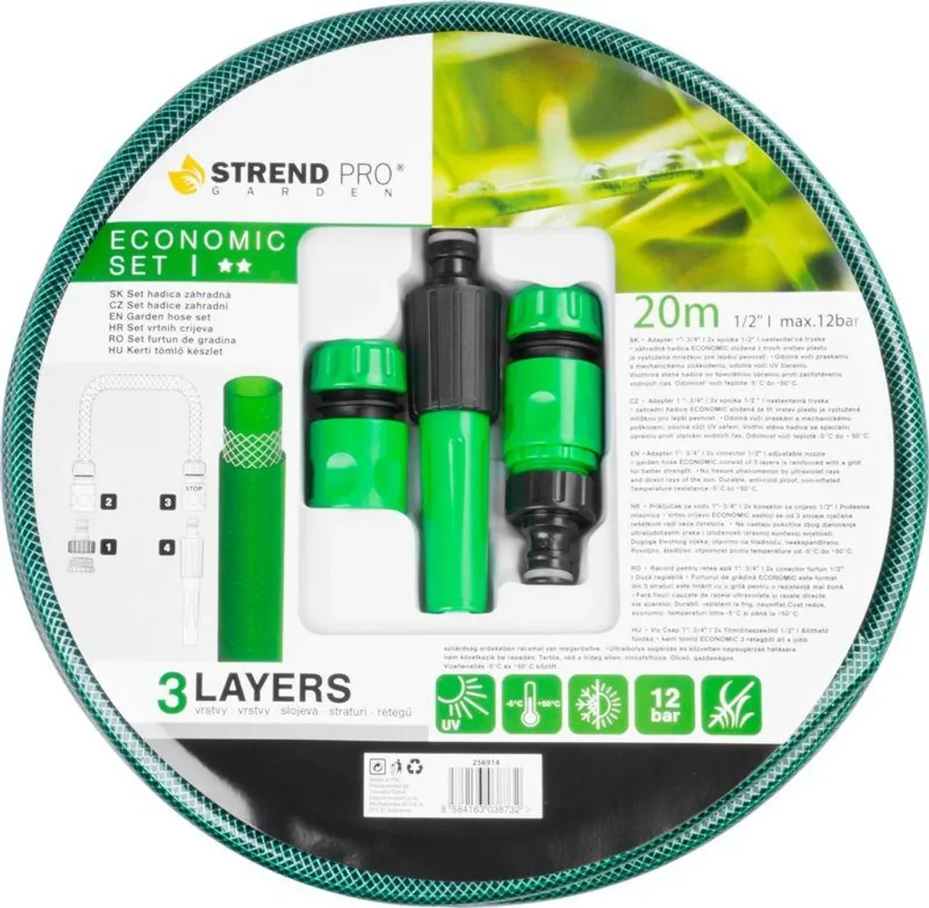 STREND PRO Economic Gartenschlauch Set 20 m 1/2 Zoll Adapter Düse