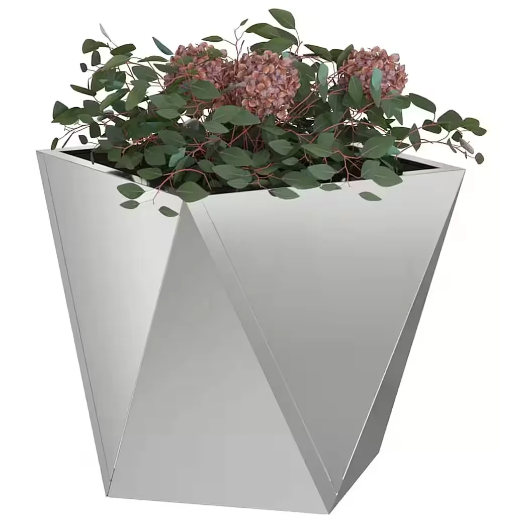 vidaXL Blumentopf Pflanzkübel verzinkter Stahl 30x30x30 cm Silber