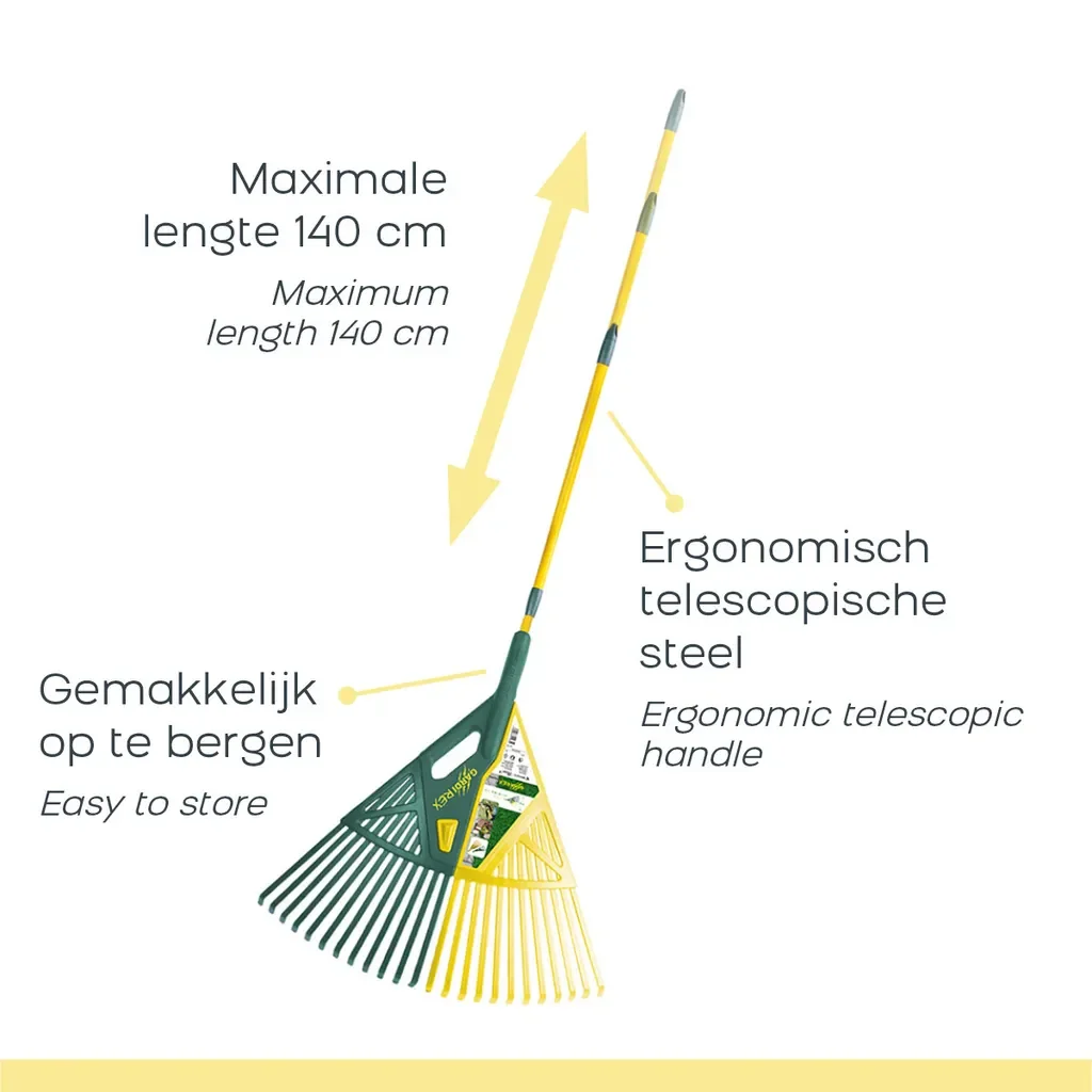 GardiREX Laubrechen mit Teleskopstiel 67 cm, 146 cm Länge