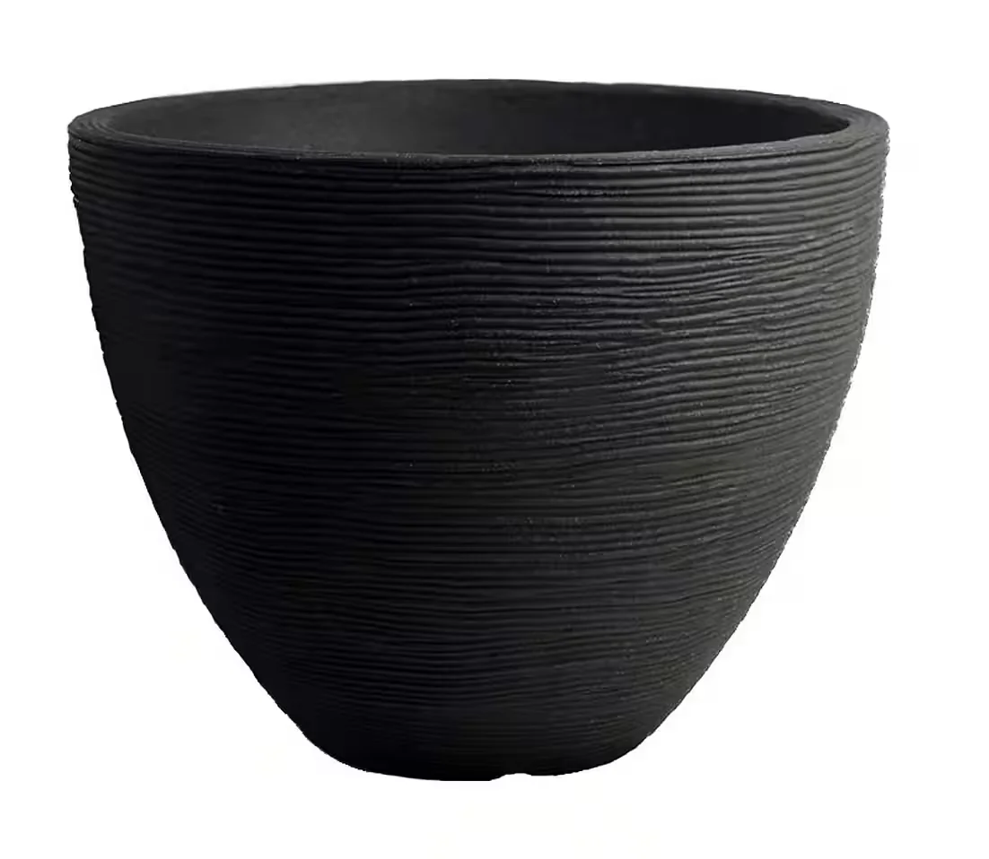 Spetebo Blumentopf Rillen rund M 39 x 31 cm anthrazit