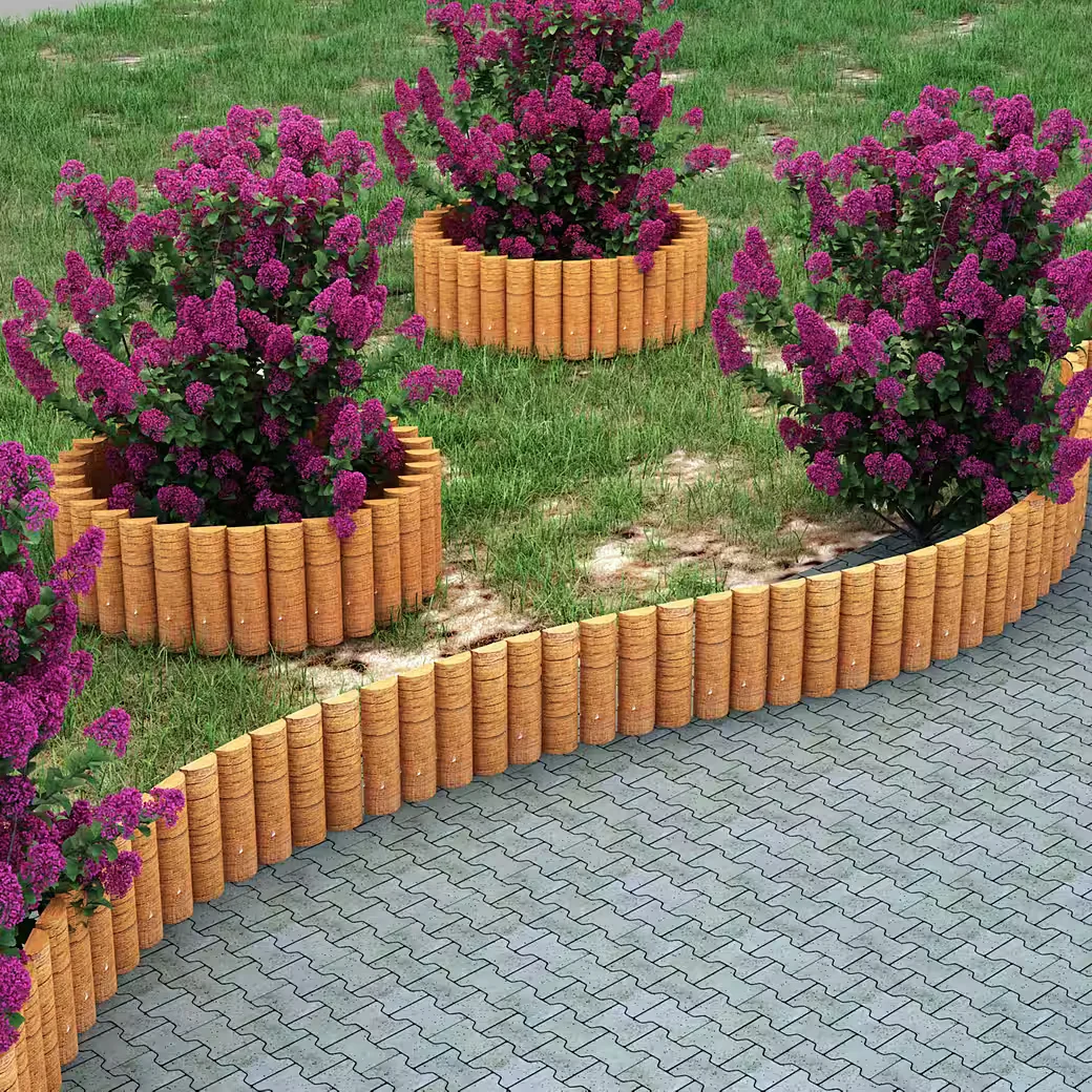 EN.CASA Palisade Rotta Beetumrandung Kiefernholz abrollbar 150x20 cm