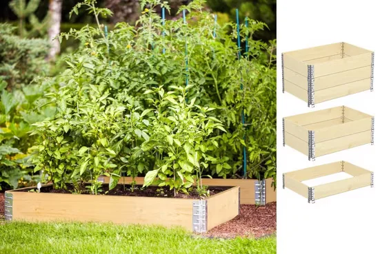 BIGDEAN Palettenrahmen Hochbeet 80x60x19,5 Gartenbeet Aufsatzrahmen