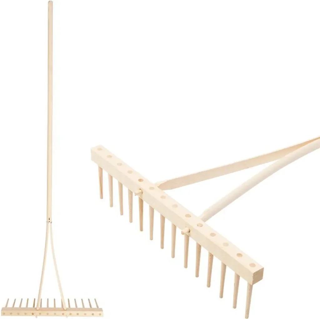 STREND PRO Holzrechen 14 Zähne mit Holzstiel für Heu und Laub