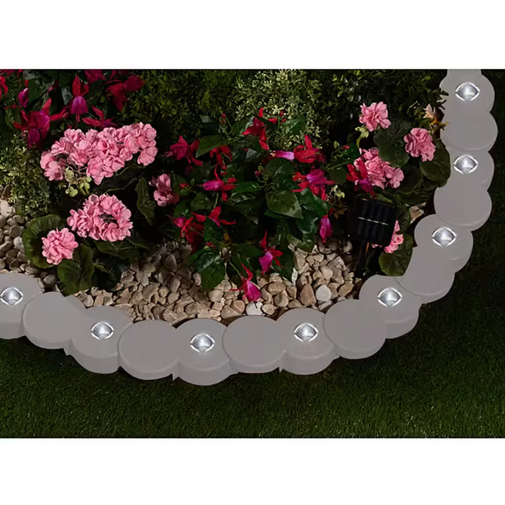 HTI-Living Beetumrandung 24 Module grau 380 cm 2 Lichterketten