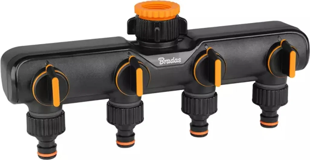 Bradas 4-Wege Wasserhahn-Verteiler 1 und 3/4 Zoll mit Ventilen