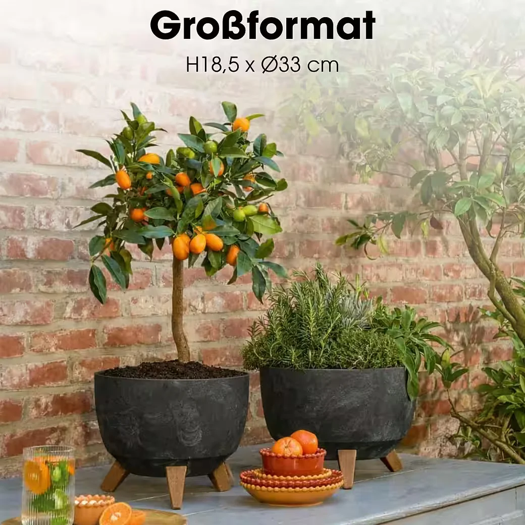 Mica Decorations Doppio Pflanzenständer mit Blumentopf H18,5 x D33 cm