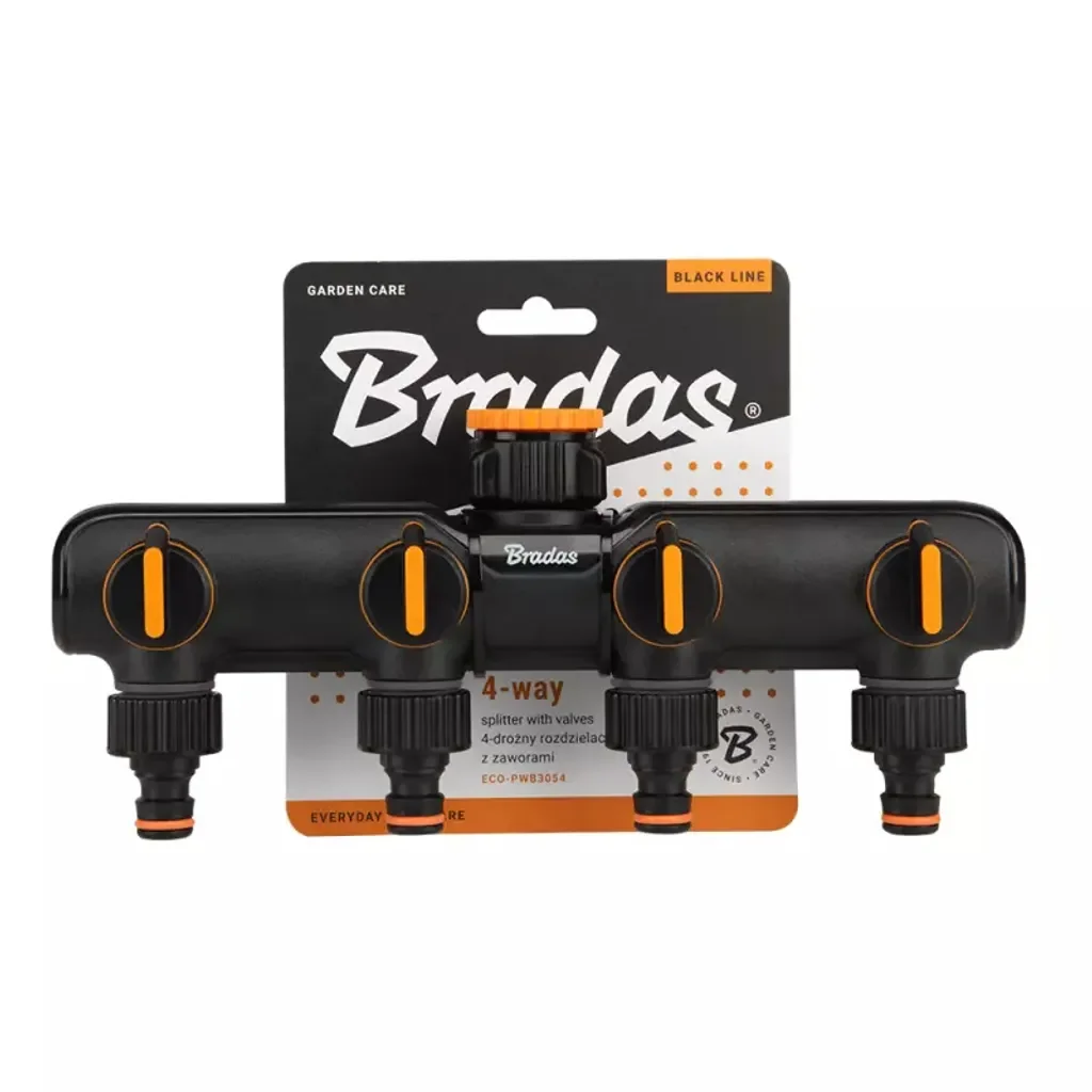 Bradas 4-Wege Wasserhahn-Verteiler 1 und 3/4 Zoll mit Ventilen