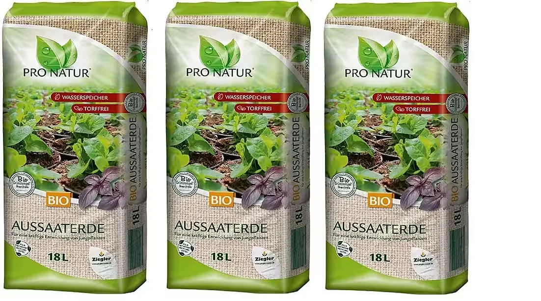 PRO NATUR Bio Aussaaterde Blumenerde 3 x 18 L