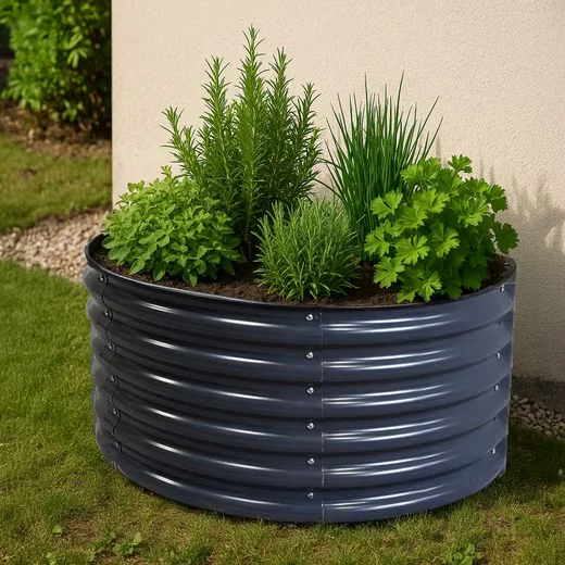 OSOLTUS Hochbeet halbrund Metall 105 x 60 cm Garten Pflanzbeet
