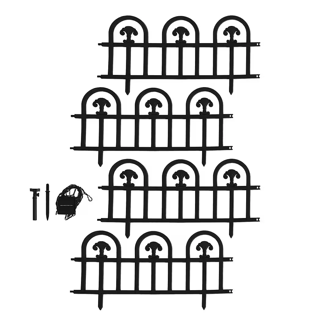 HTI-Living Beeteinfassung Set 8 Elemente 480 cm Schwarz mit Solar