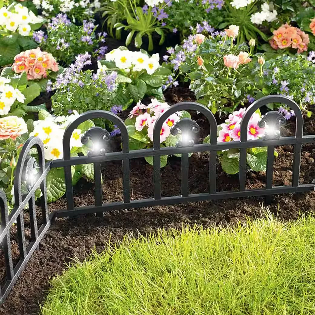 HTI-Living Beeteinfassung Set 8 Elemente 480 cm Schwarz mit Solar