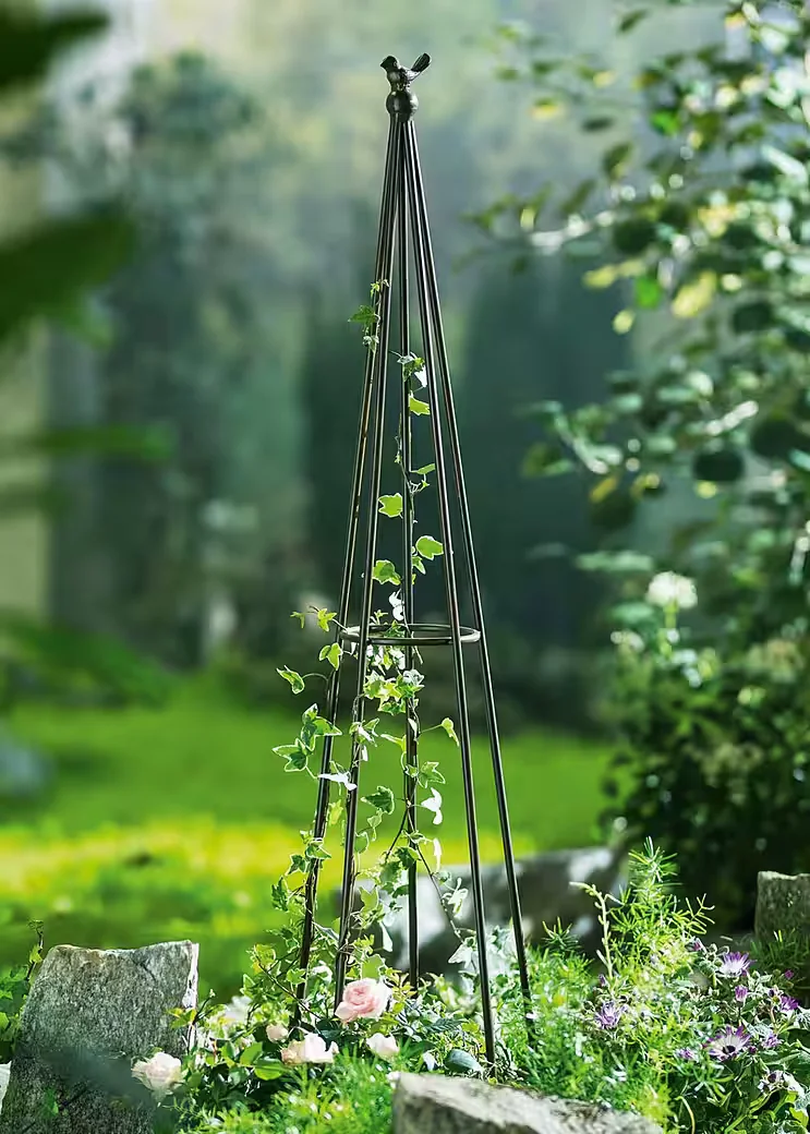 DEKOLEIDENSCHAFT Rankkegel Vögelchen 106 cm Antik-Optik Rankhilfe
