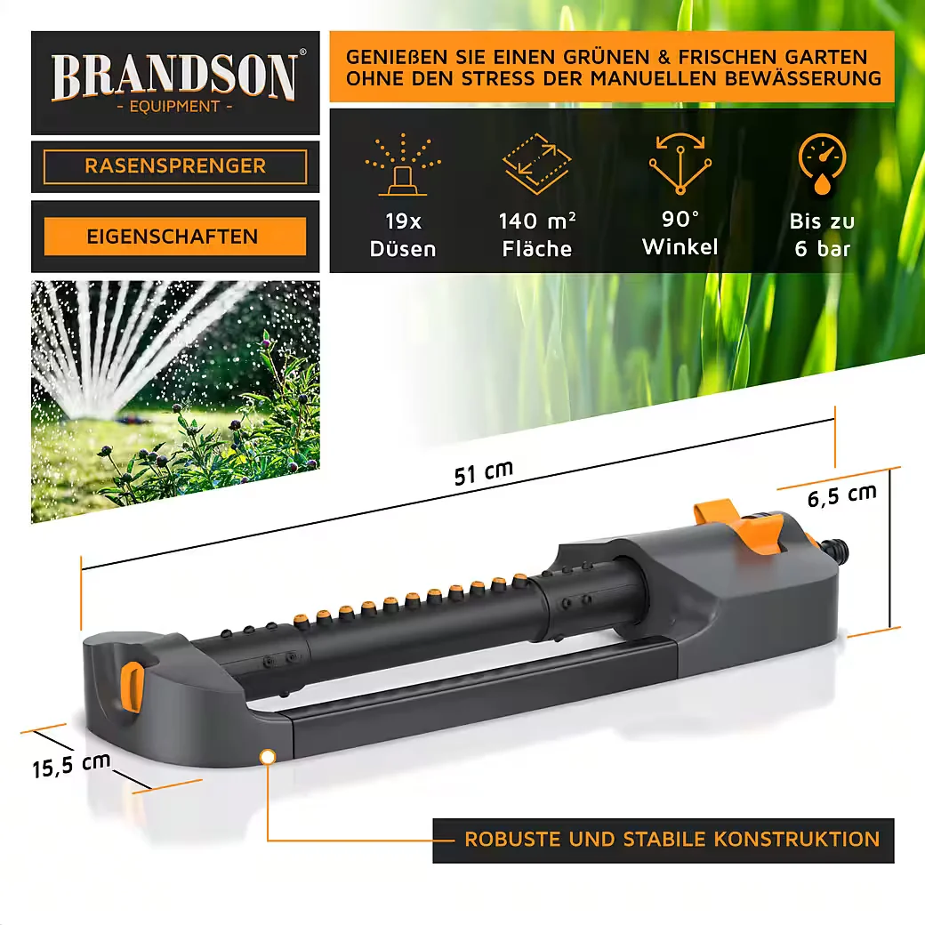 Brandson Viereckregner Rasensprenger Oszillationsregner Garten