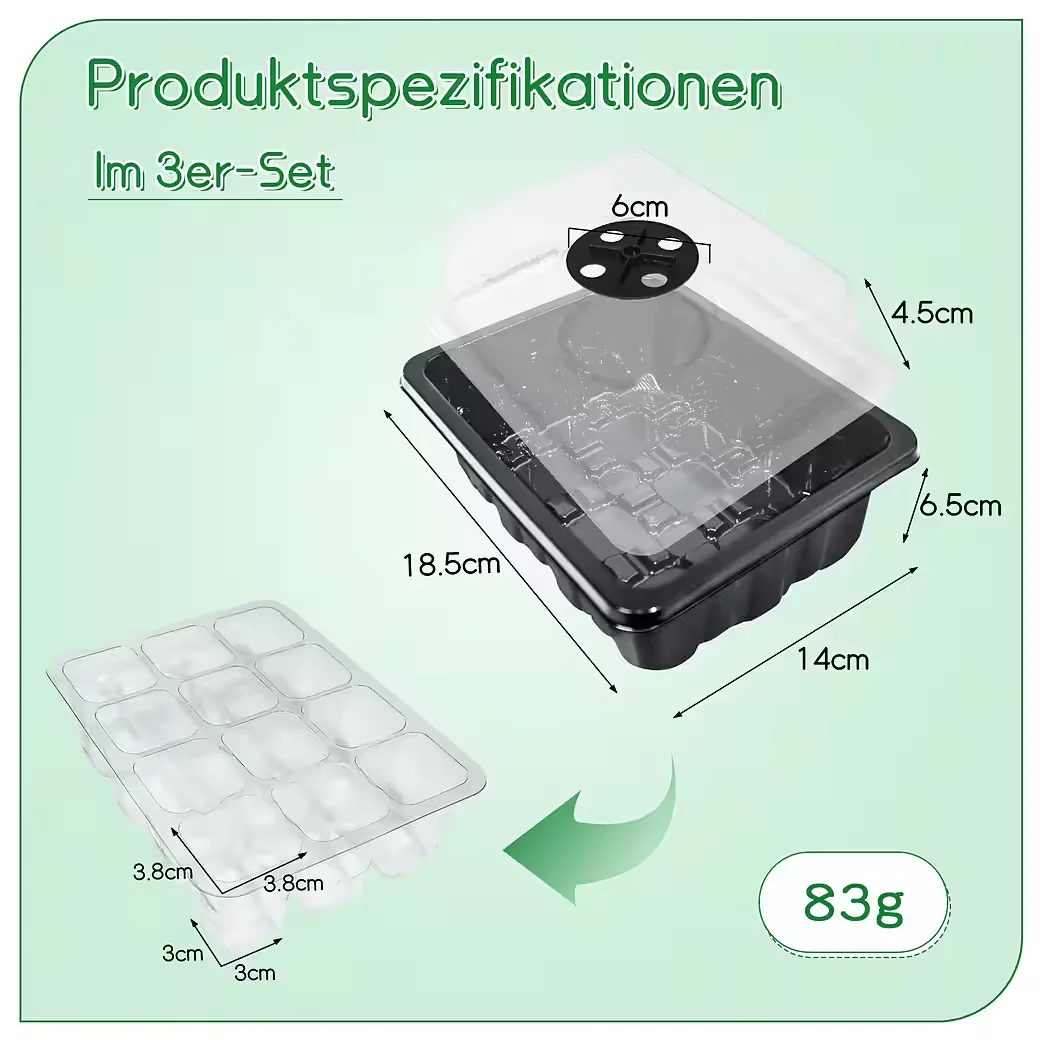 M&W DAS DESIGN Anzuchtkasten Set mit Feuchtigkeitskontrolle 3er