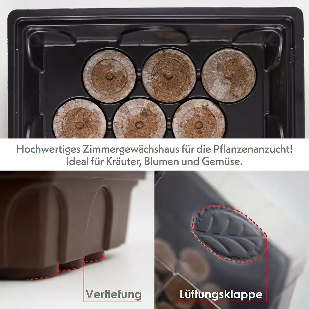 HAPPYSEED Gewächshaus Anzuchtset 60 Kokostabs inkl Kokoserde