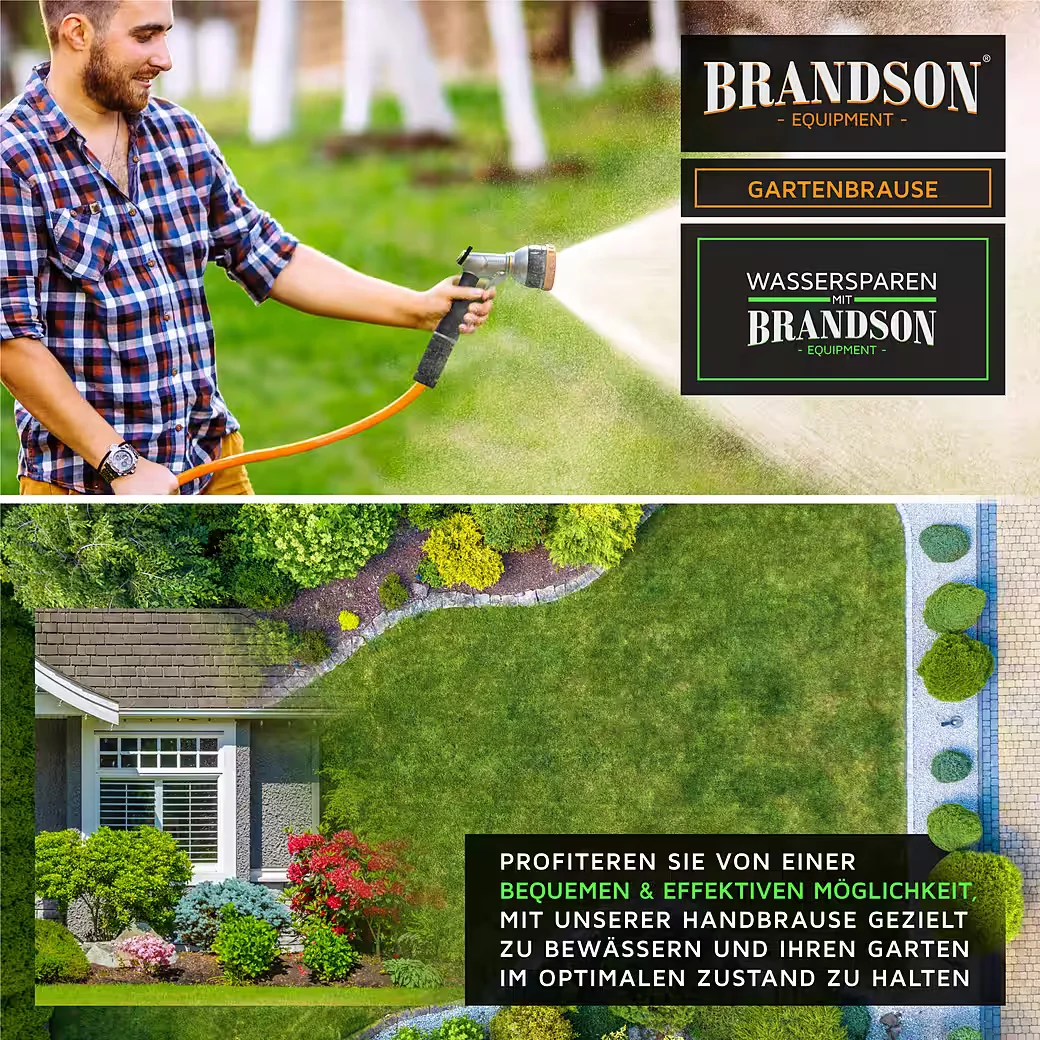 Brandson Multifunktionsbrause Metall 8 Sprühmuster Gartenbrause