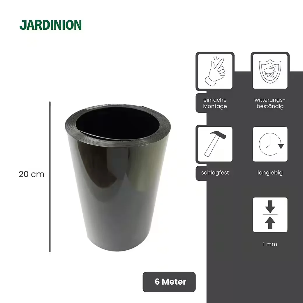 JARDINION Rasenkante Beeteinfassung extra stark 6 m schwarz