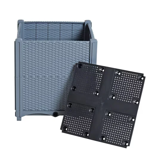 ESTEXO Hochbeet Pflanzbeet Polyrattan Grau 40x40x44 cm