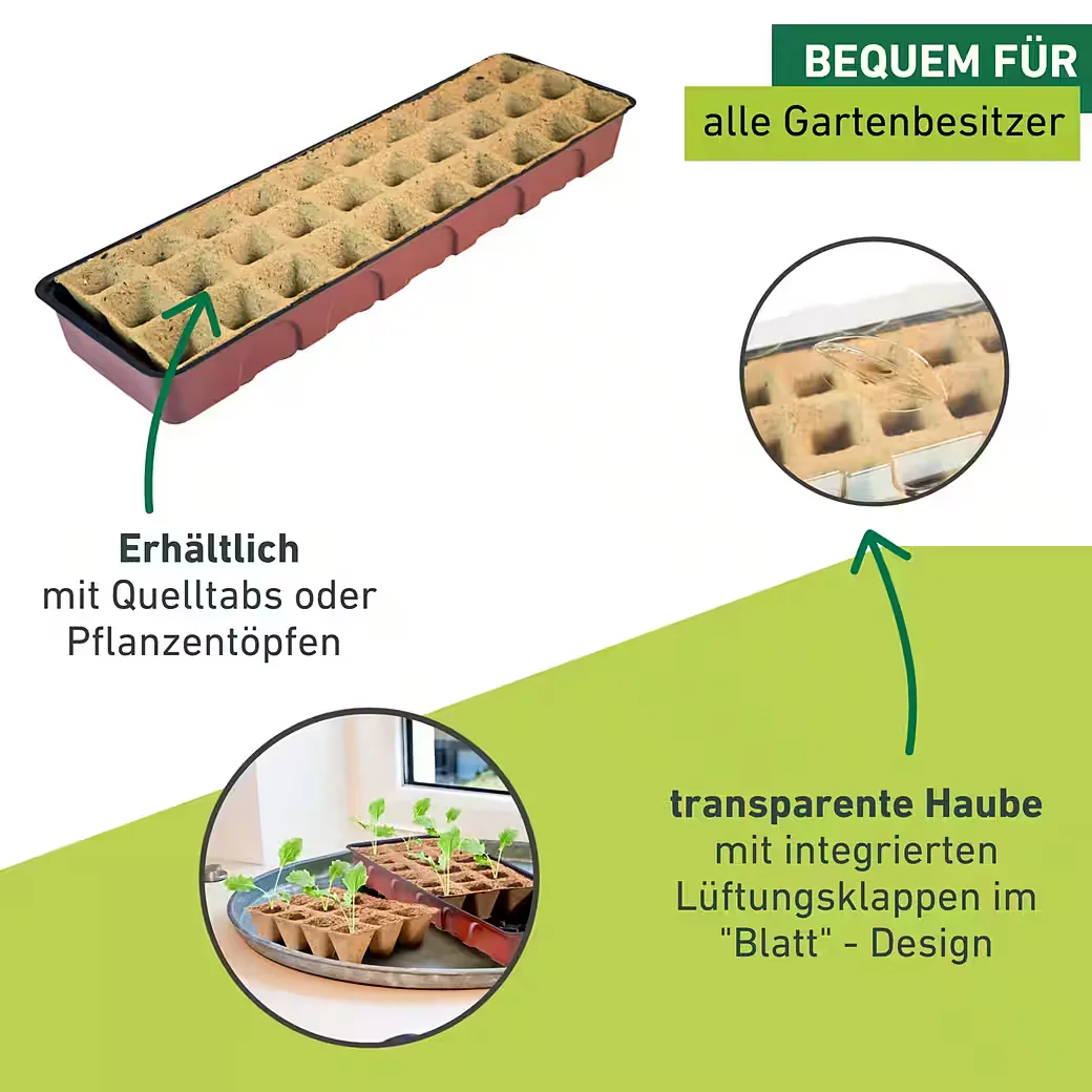 Windhager Fensterbank Gewächshaus mit 30 Anzuchttöpfen terracotta