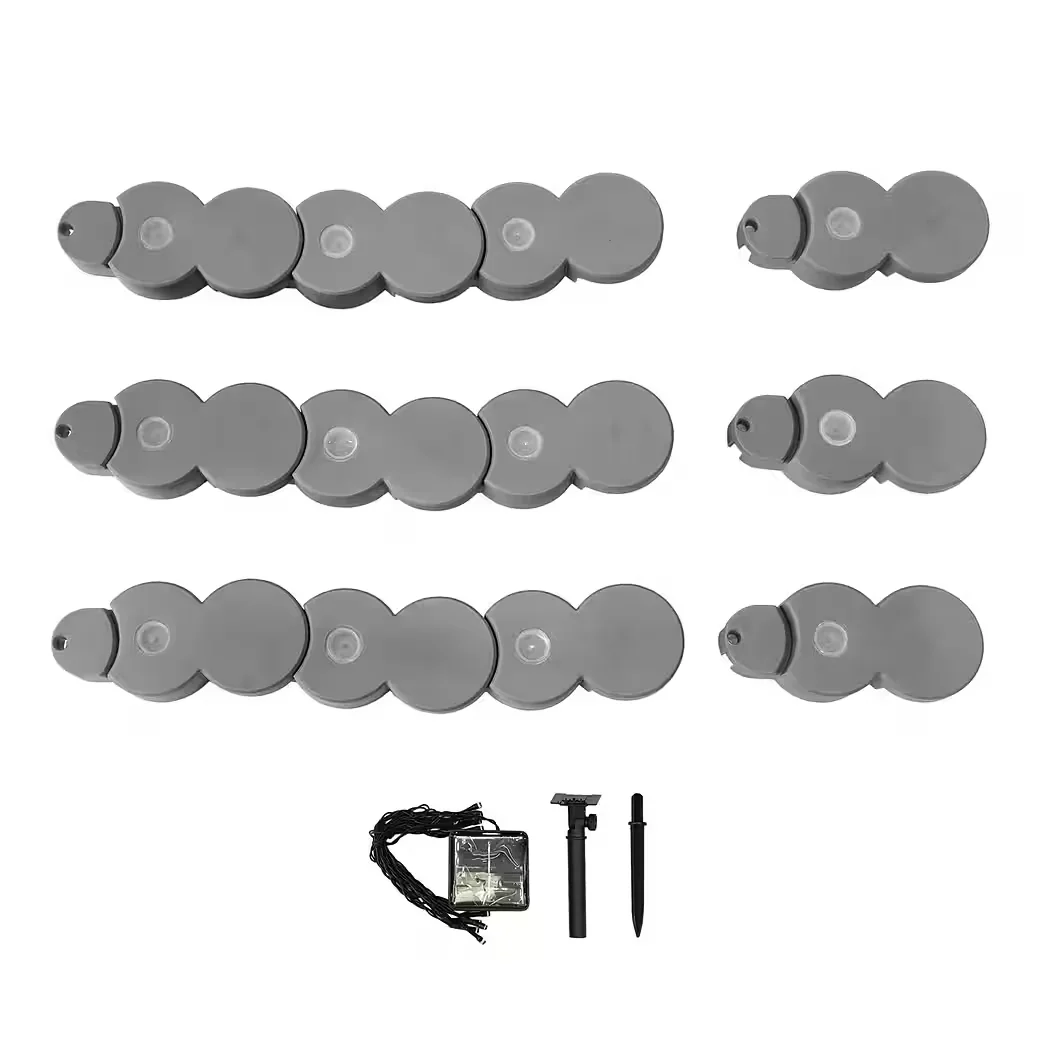 HTI-Living Beetumrandung 24 Module grau 380 cm 2 Lichterketten